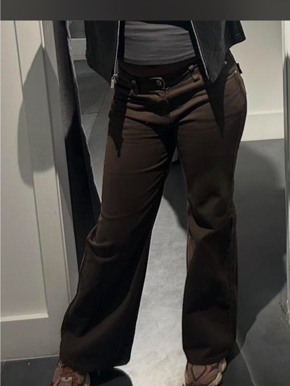 Wide Leg Women's Jeans - Dark Brown Flare